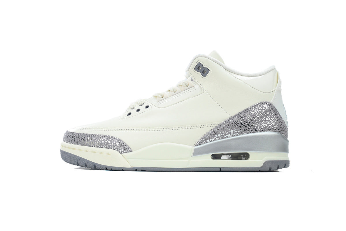 Wmns Air Jordan 3 Retro 'Sail Metallic Silver' sneaker product image 1 | Foot Spikes