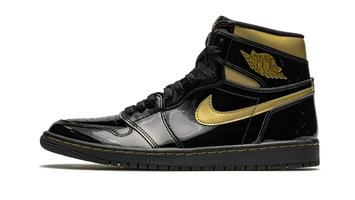 Air Jordan 1 Retro High OG "Black Metallic Gold" sneaker product image 1 | Foot Spikes