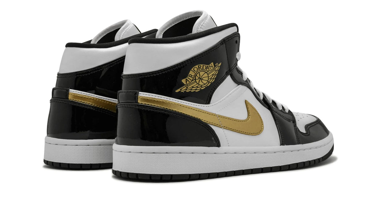 Air Jordan 1 Mid SE "Black Gold Patent Leather" sneaker product image 4 | Foot Spikes