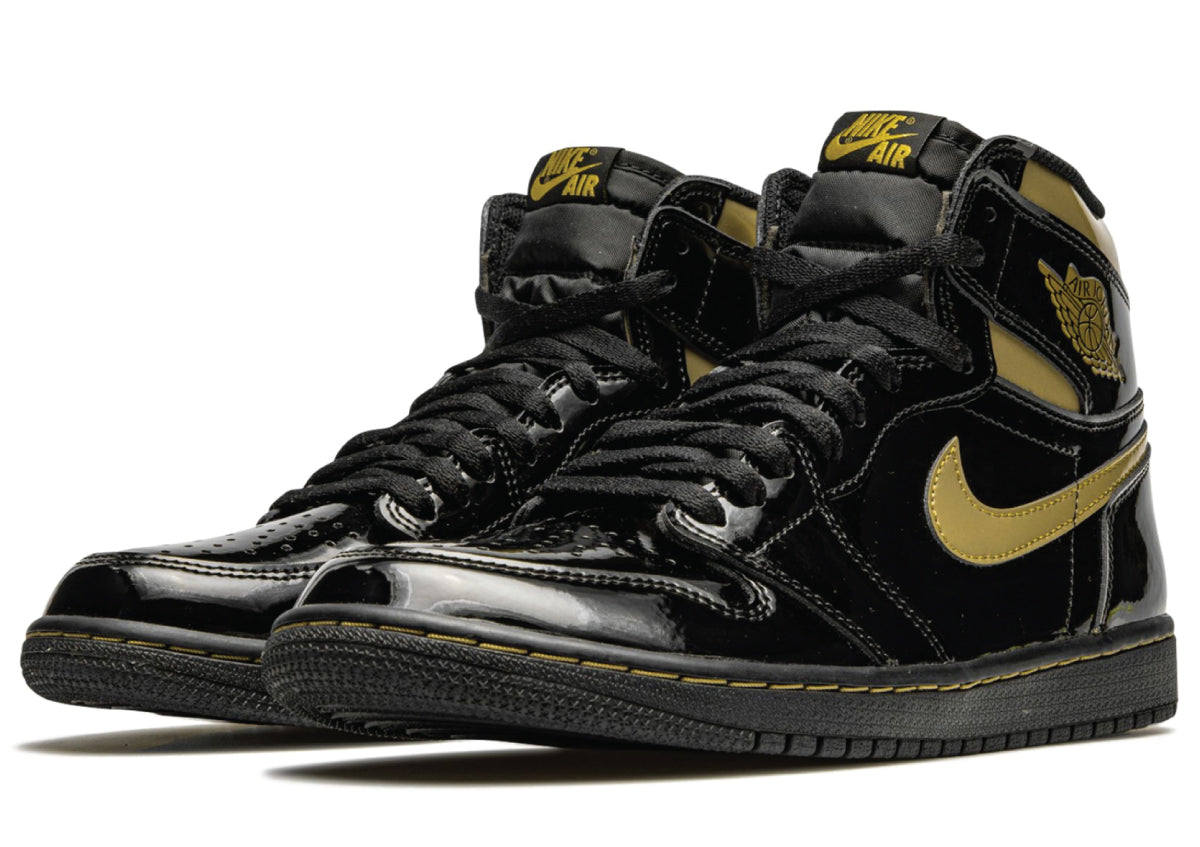 Air Jordan 1 High OG Patent Black Gold sneaker product image 2 | Foot Spikes