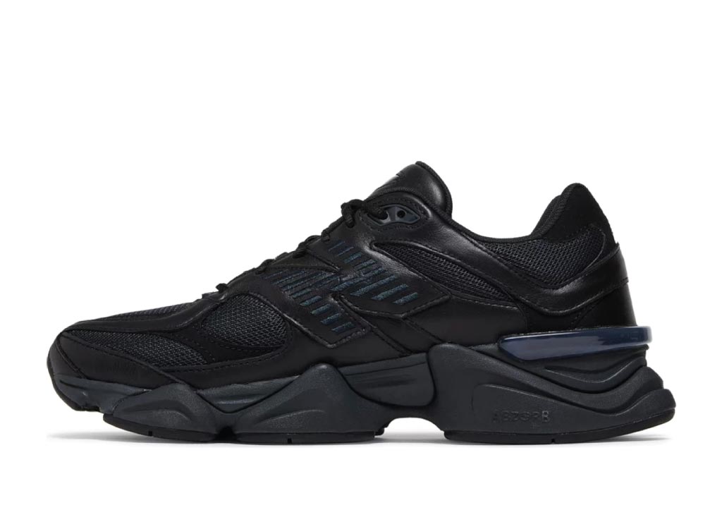 New Balance 9060 Triple Black Leather sneaker product image 1 | Foot Spikes