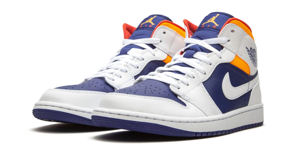Air Jordan 1 Mid "Royal Blue / Laser Orange" sneaker product image 2 | Foot Spikes