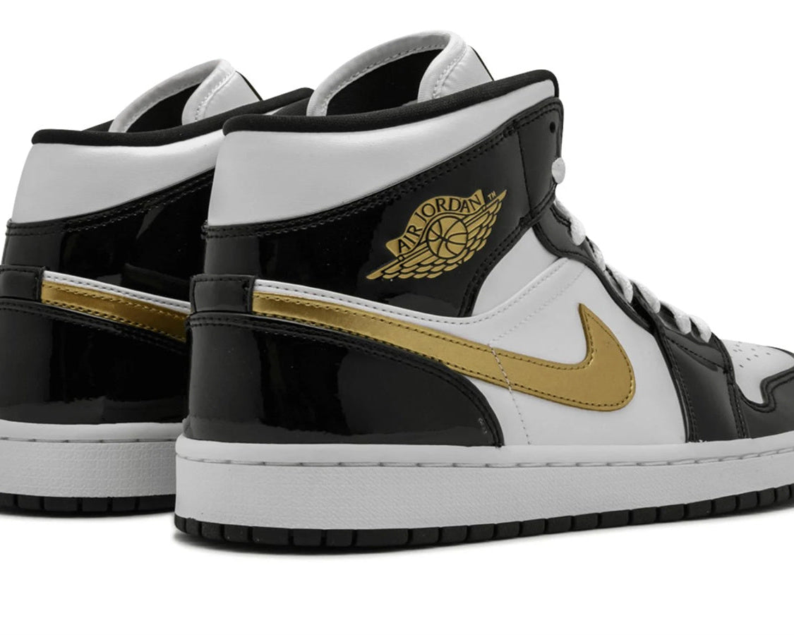 Air Jordan 1 Mid SE "Black Gold Patent Leather" sneaker product image 4 | Foot Spikes