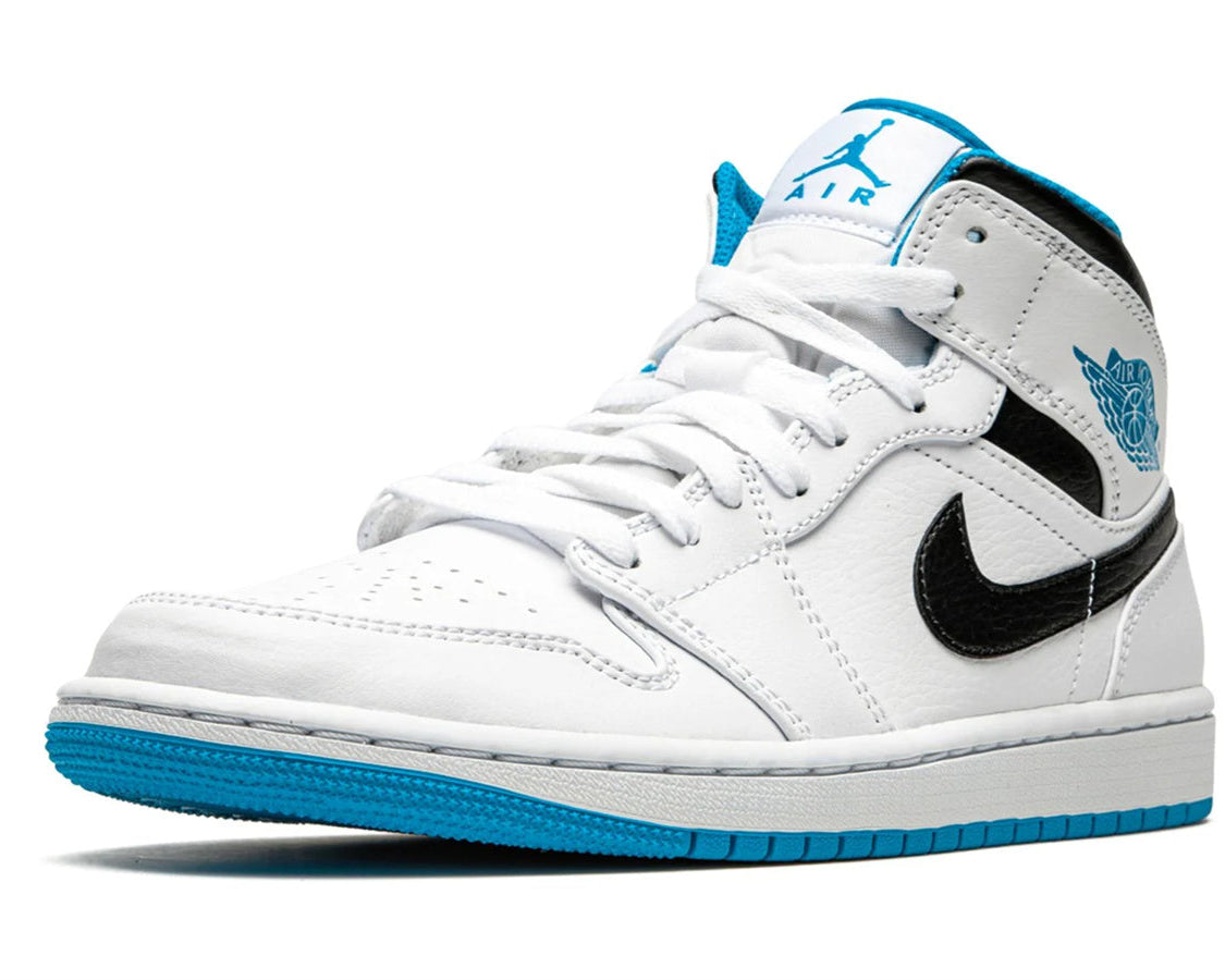 Air Jordan 1 Mid "White / Laser Blue" sneaker product image 3 | Foot Spikes