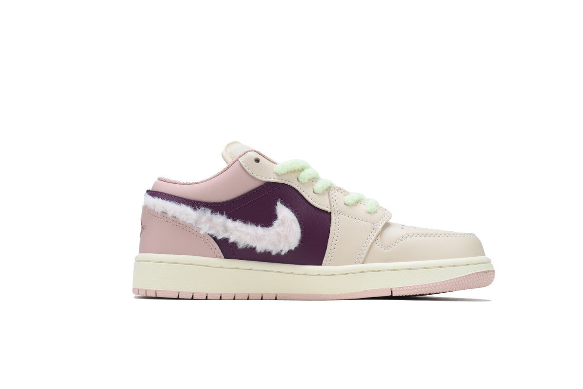 Air Jordan 1 Low SE GS 'Fur Swoosh' sneaker product image 4 | Foot Spikes