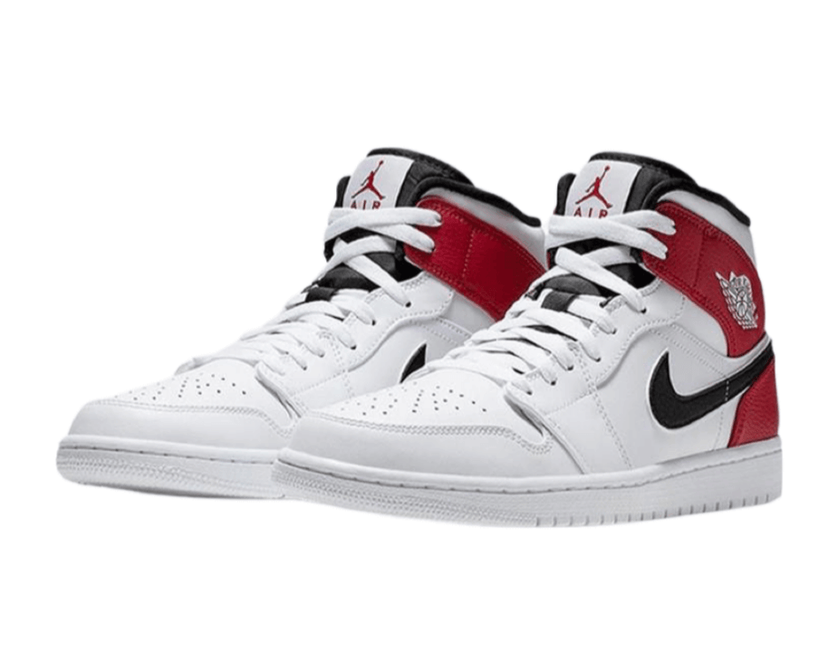 Air Jordan 1 Mid White Black Gym Red sneaker product image 2 | Foot Spikes
