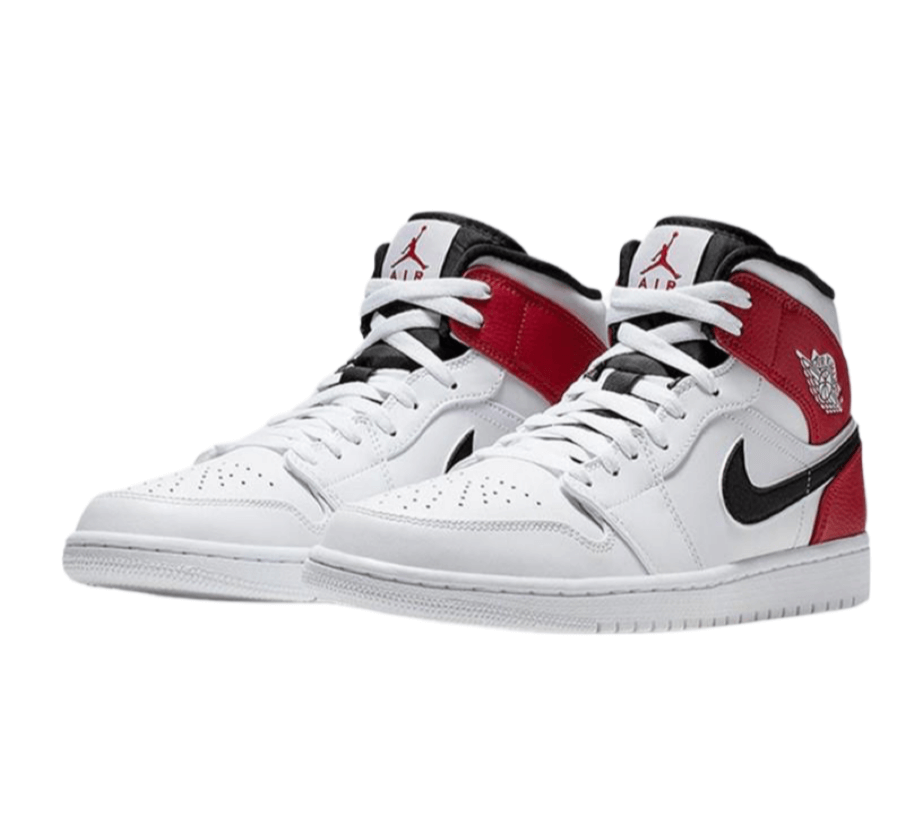 Air Jordan 1 Mid White Black Gym Red sneaker product image 2 | Foot Spikes