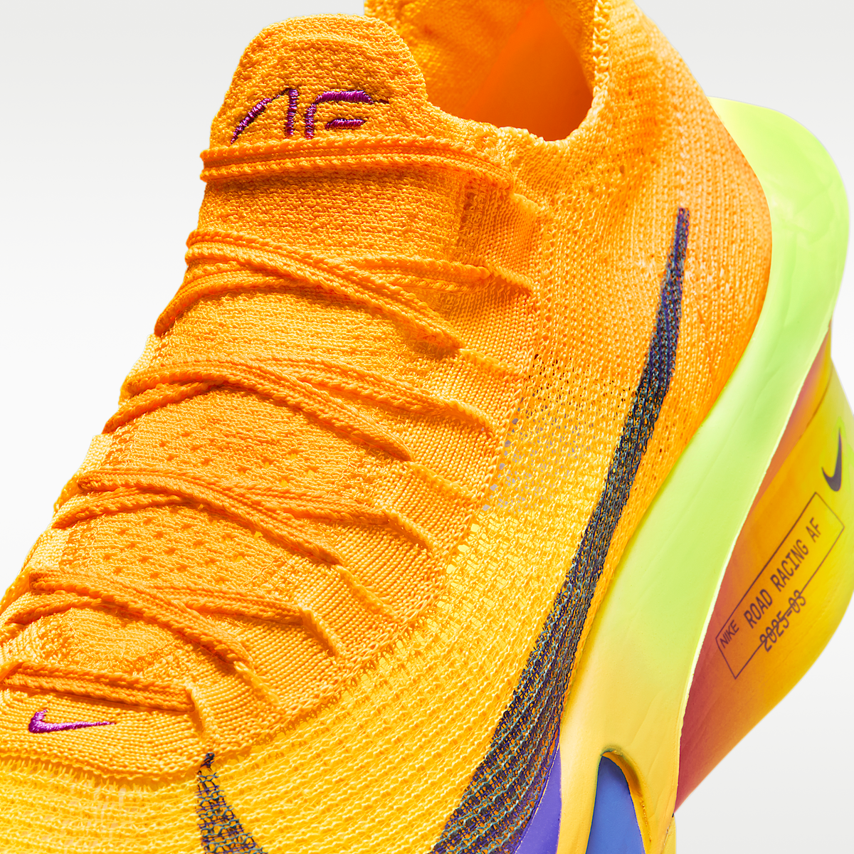 Alphafly NEXT% 3 'Laser Orange Indigo Burst Citron sneaker product image 7 | Foot Spikes