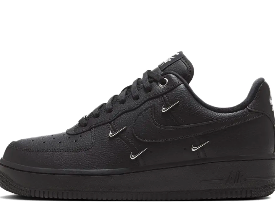 Nike Air Force 1 Low Black Silver Mini Swoosh sneaker product image 1 | Foot Spikes