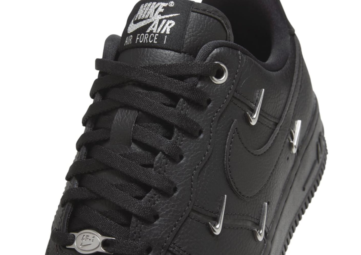 Nike Air Force 1 Low Black Silver Mini Swoosh sneaker product image 4 | Foot Spikes