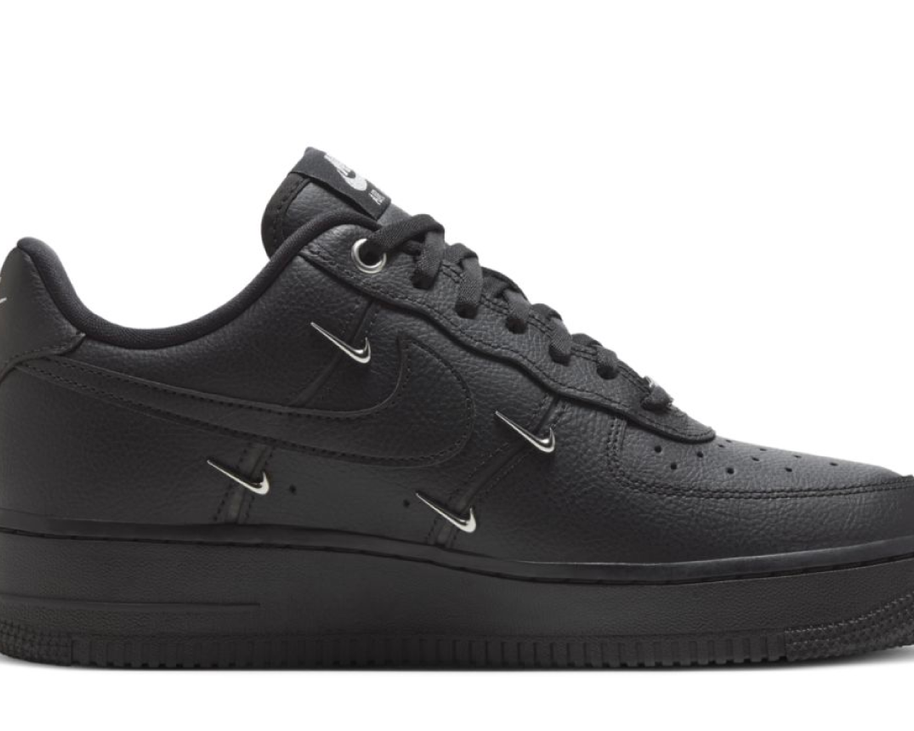 Nike Air Force 1 Low Black Silver Mini Swoosh sneaker product image 2 | Foot Spikes