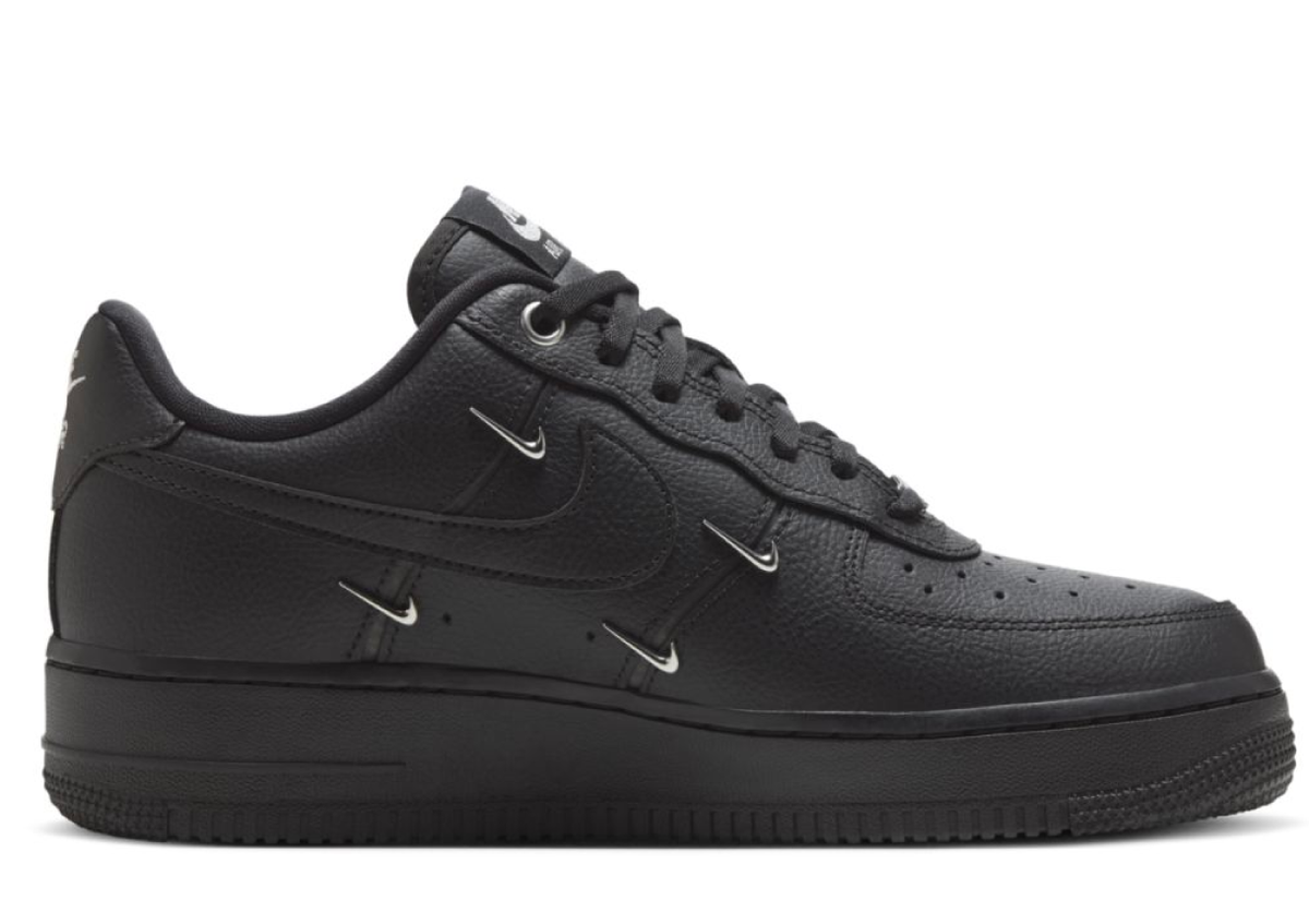 Nike Air Force 1 Low Black Silver Mini Swoosh sneaker product image 2 | Foot Spikes