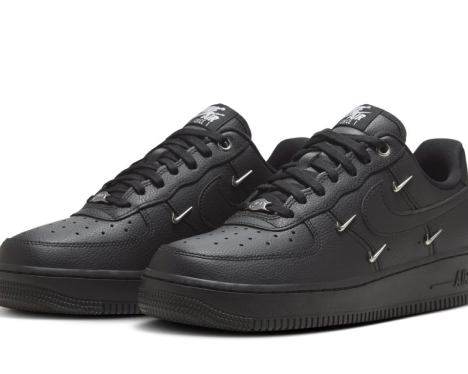 Nike Air Force 1 Low Black Silver Mini Swoosh sneaker product image 7 | Foot Spikes