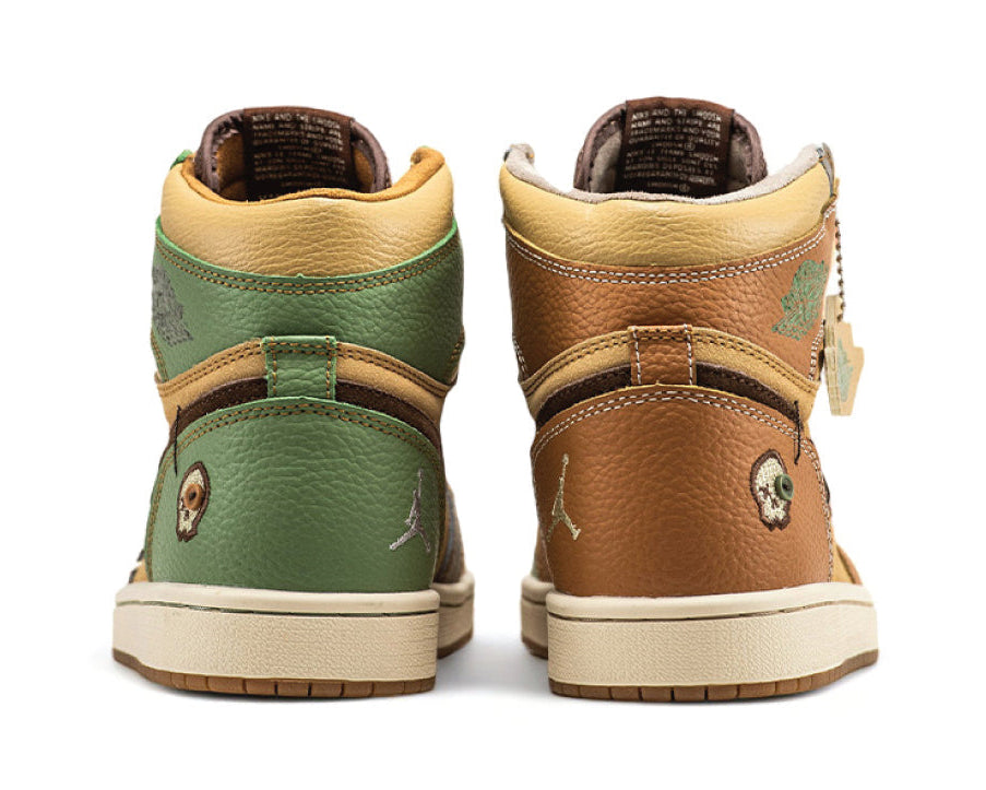 Air Jordan 1 High Voodoo Brown / Grey / Green sneaker product image 3 | Foot Spikes