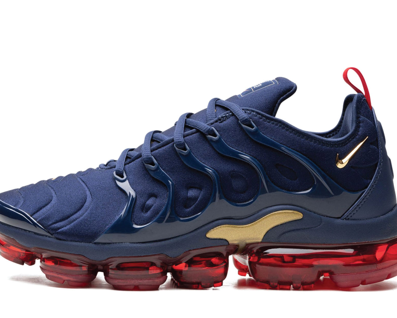 Air VaporMax Plus Metallic Midnight Blue/Gold sneaker product image 1 | Foot Spikes
