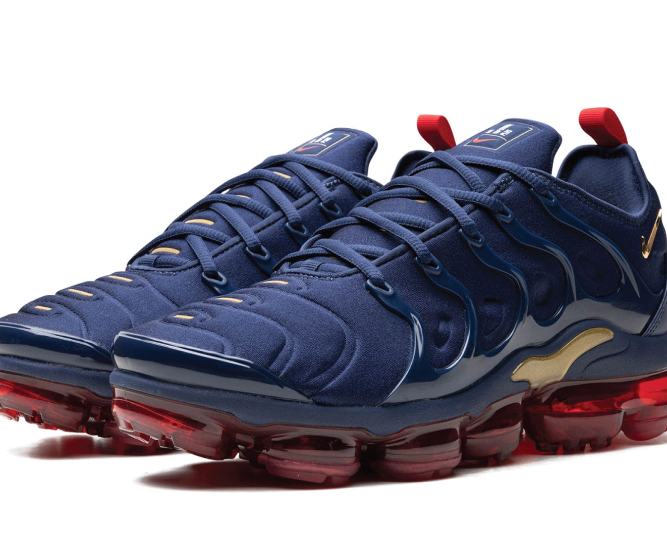 Air VaporMax Plus Metallic Midnight Blue/Gold sneaker product image 2 | Foot Spikes