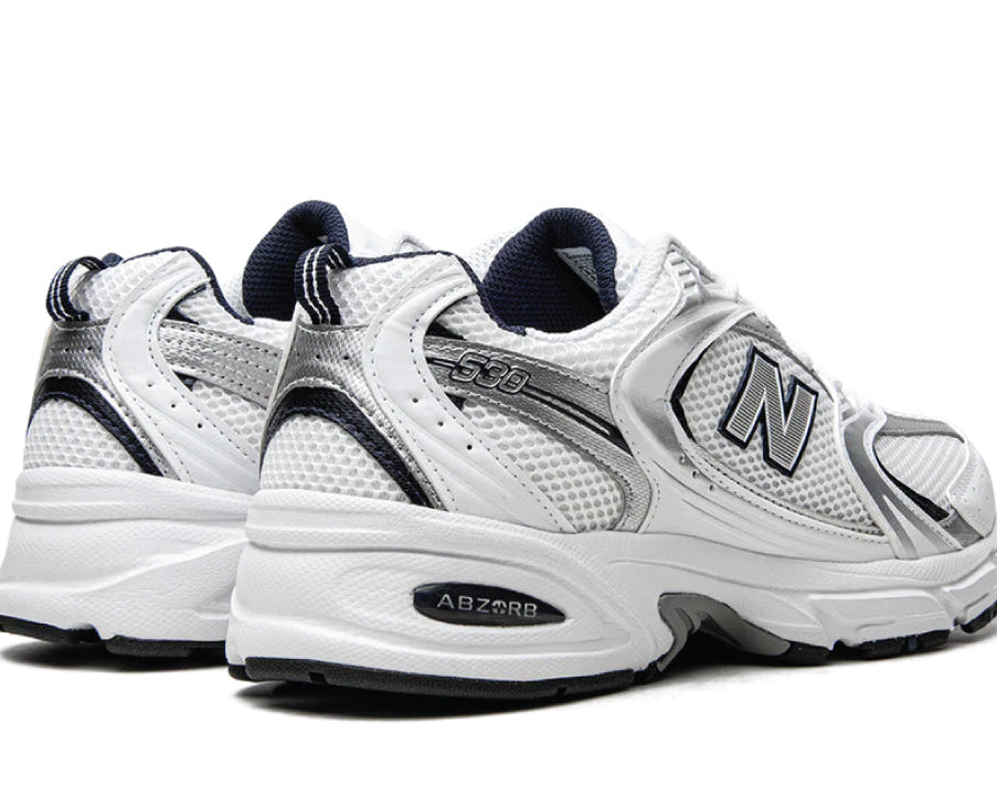 New Balance 530 White / Silver / Navy sneaker product image 3 | Foot Spikes