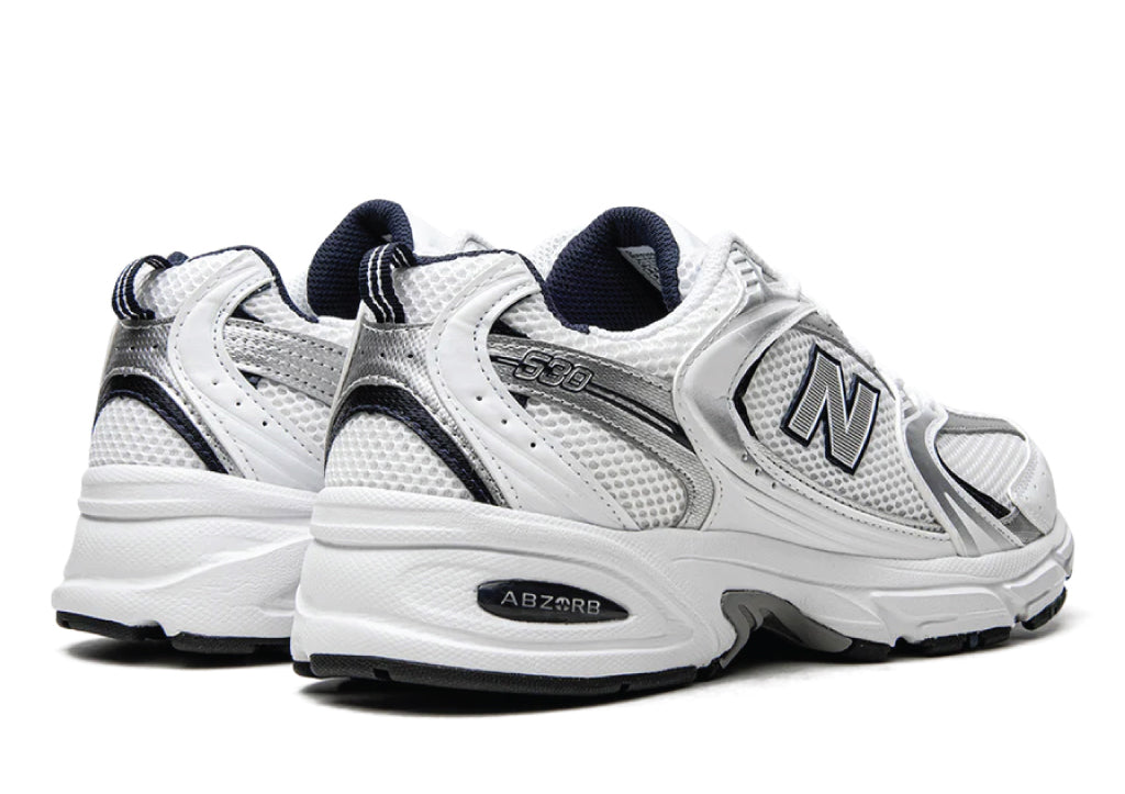 New Balance 530 White / Silver / Navy sneaker product image 3 | Foot Spikes
