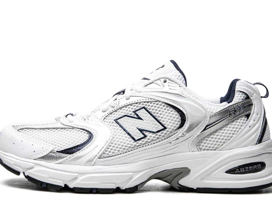 New Balance 530 White / Silver / Navy sneaker product image 1 | Foot Spikes