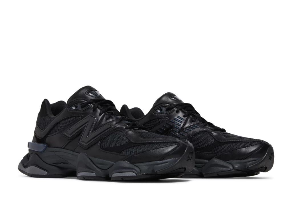 New Balance 9060 Triple Black Leather sneaker product image 2 | Foot Spikes