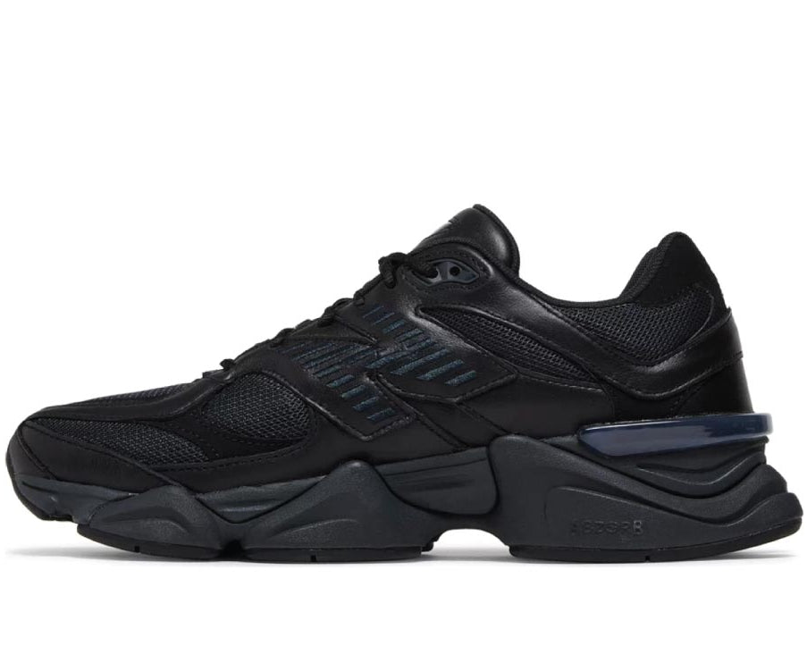 New Balance 9060 Triple Black Leather sneaker product image 1 | Foot Spikes